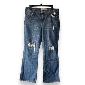 Phat Fashions Silver Label Flared, Distressed Jeans, 16W